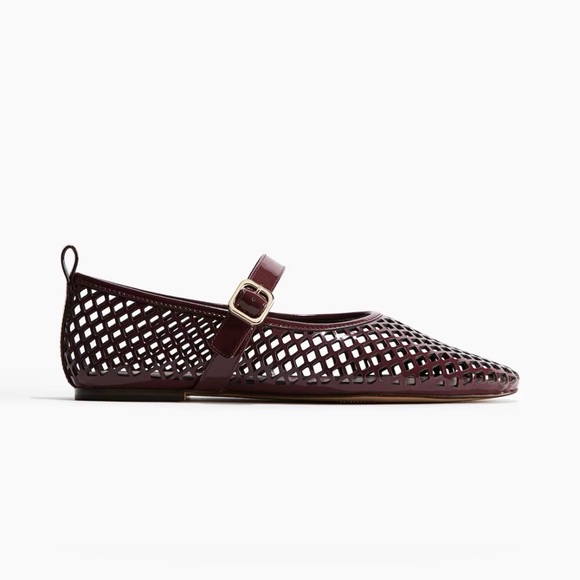 New H&M perforated Mary Jane Flats Burgundy US 9 EUR 40 - Picture 2 of 10